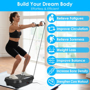 Vibration Exercise Machine – Whole Body Fitness Plate with 120 Speeds, 1–20 Min Timer, Resistance Bands & Remote Control – 330 lbs Max Load